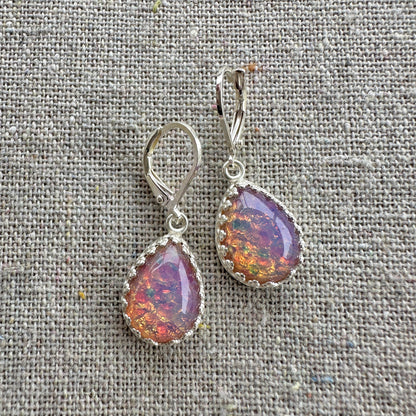 Fire Opal Pear Earrings