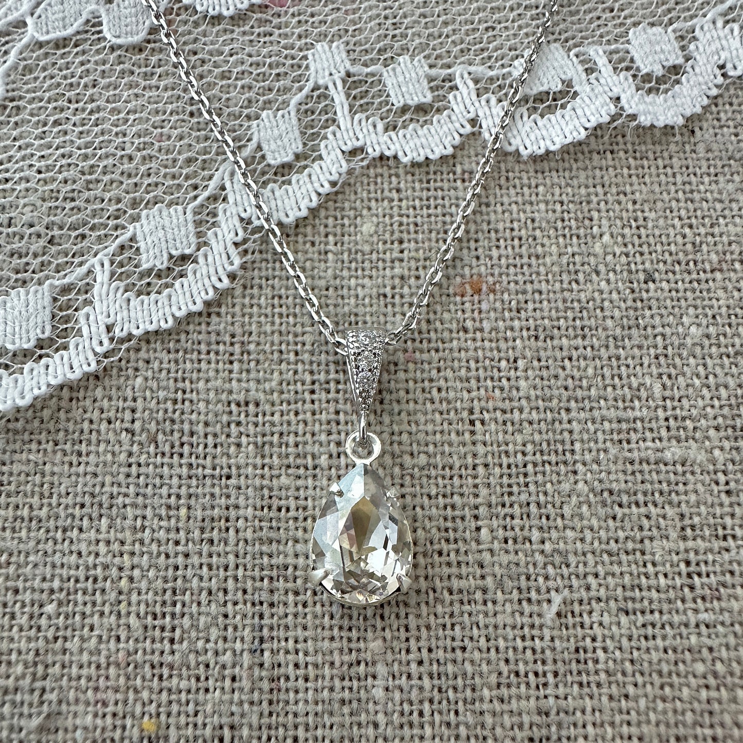 Pear Pavé Necklace • Small