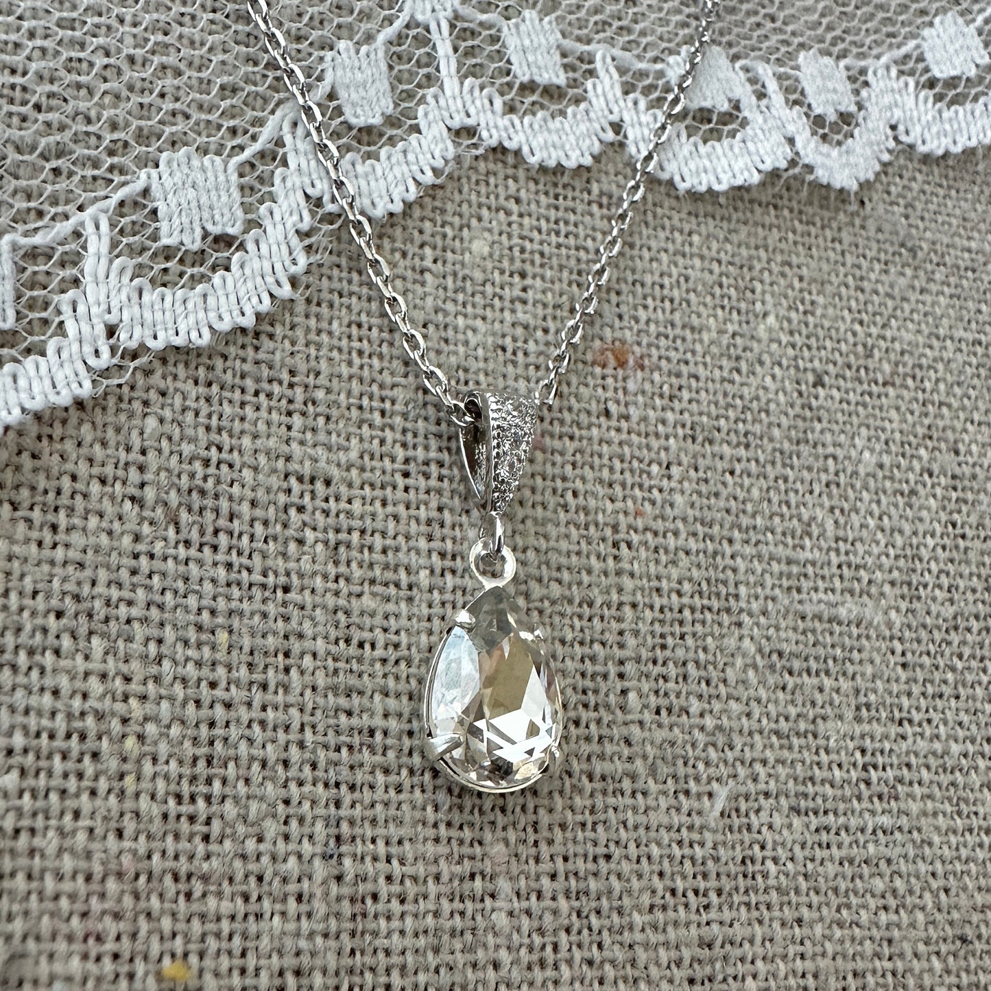 Pear Pavé Necklace • Small