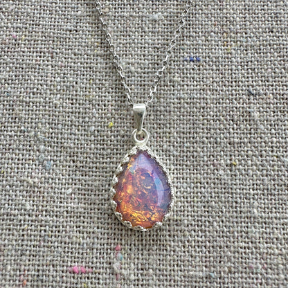 Fire Opal Pear Necklace