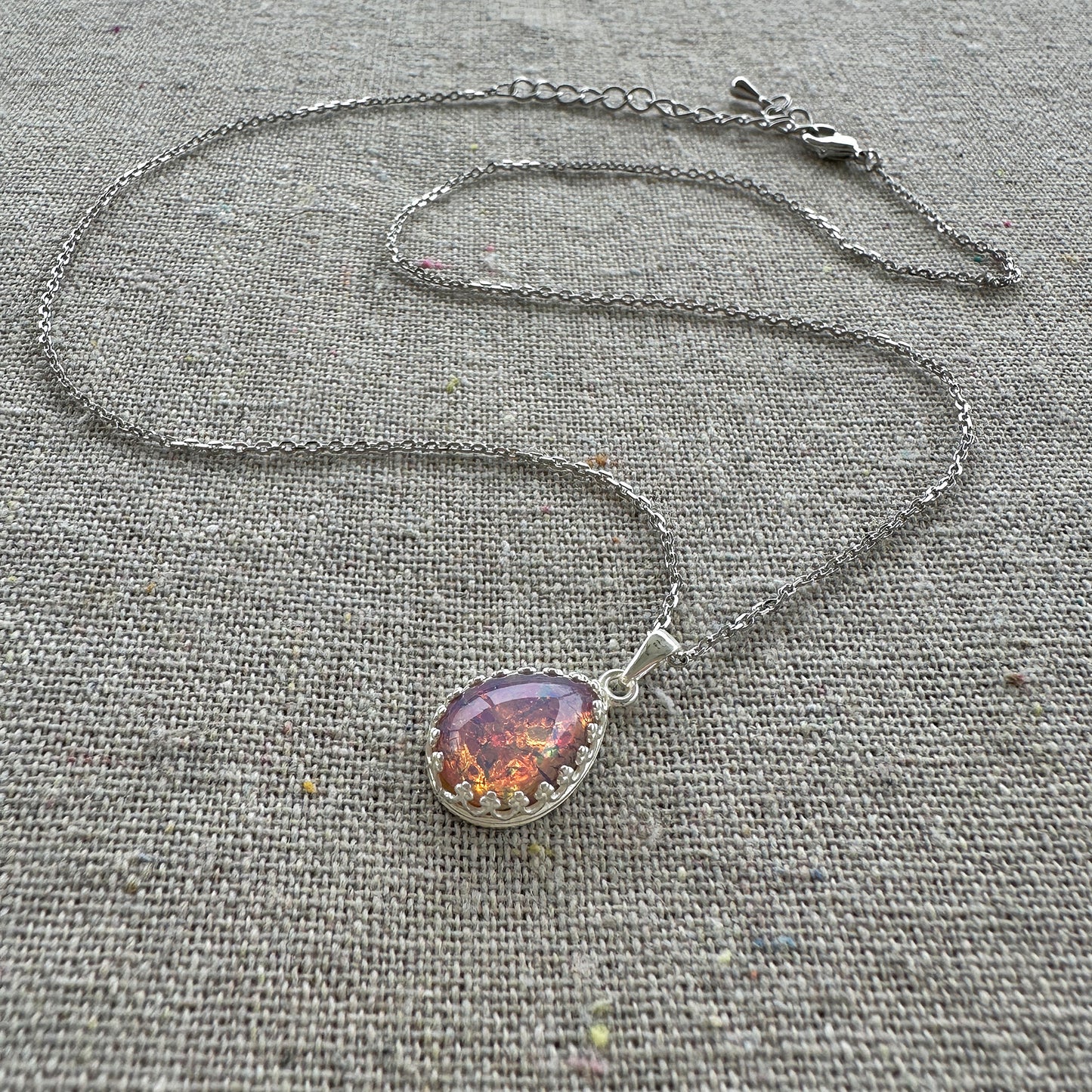 Fire Opal Pear Necklace