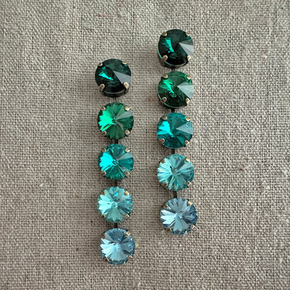 Rivoli Simple Stiletto Post Earrings • Green Blue Ombre