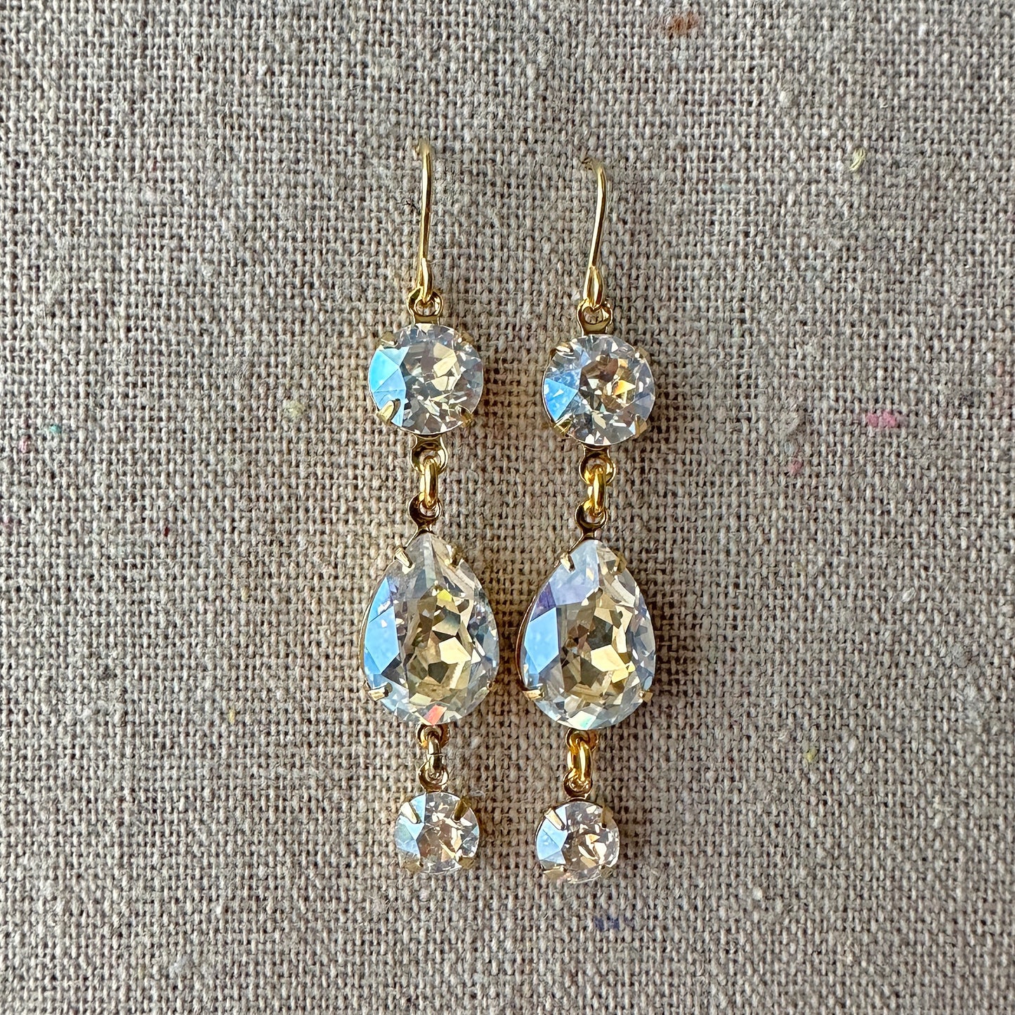 Pear Diamante Dangling Earrings