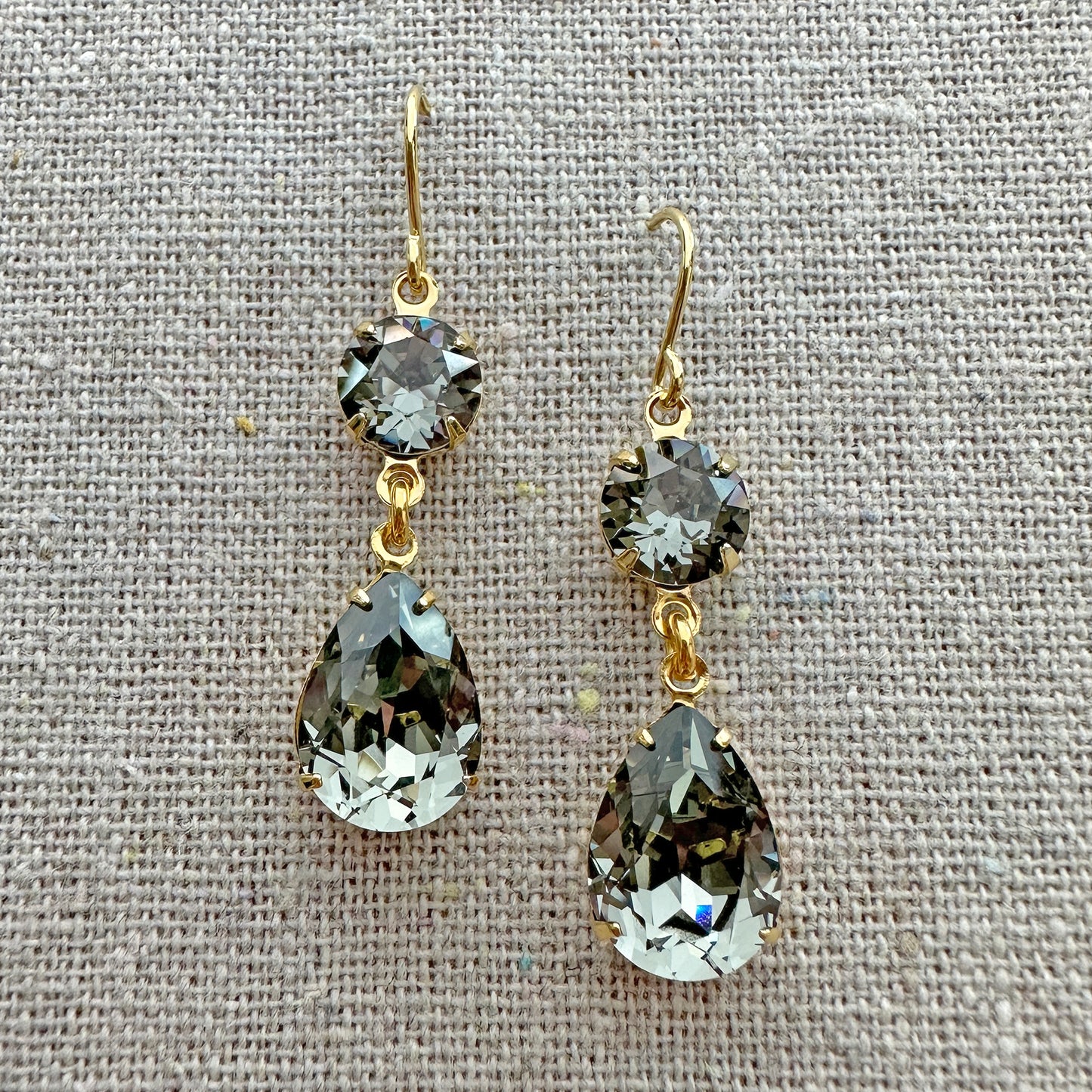 Diamante Pear Dangling Earrings