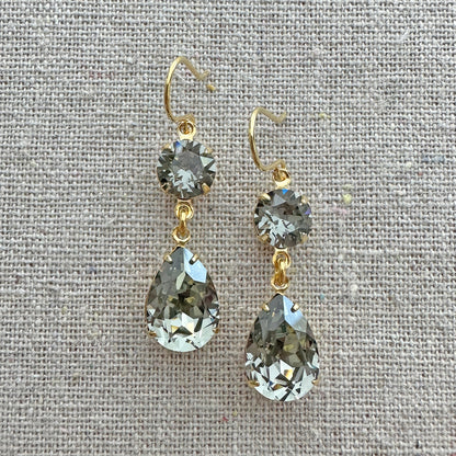 Diamante Pear Dangling Earrings