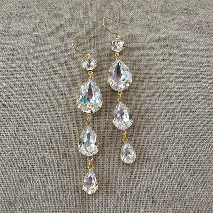 Triple Pear Extra Long Earrings