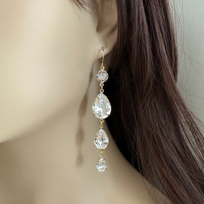 Triple Pear Extra Long Earrings
