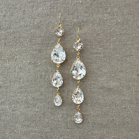 Triple Pear Extra Long Earrings