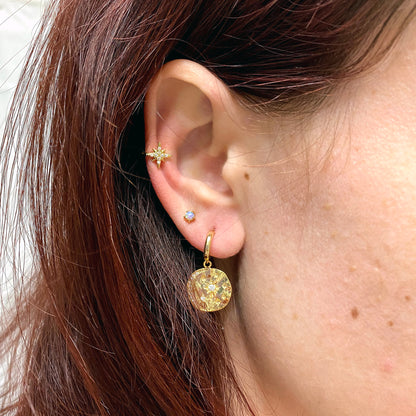 Crescent Moon Coin Earrings