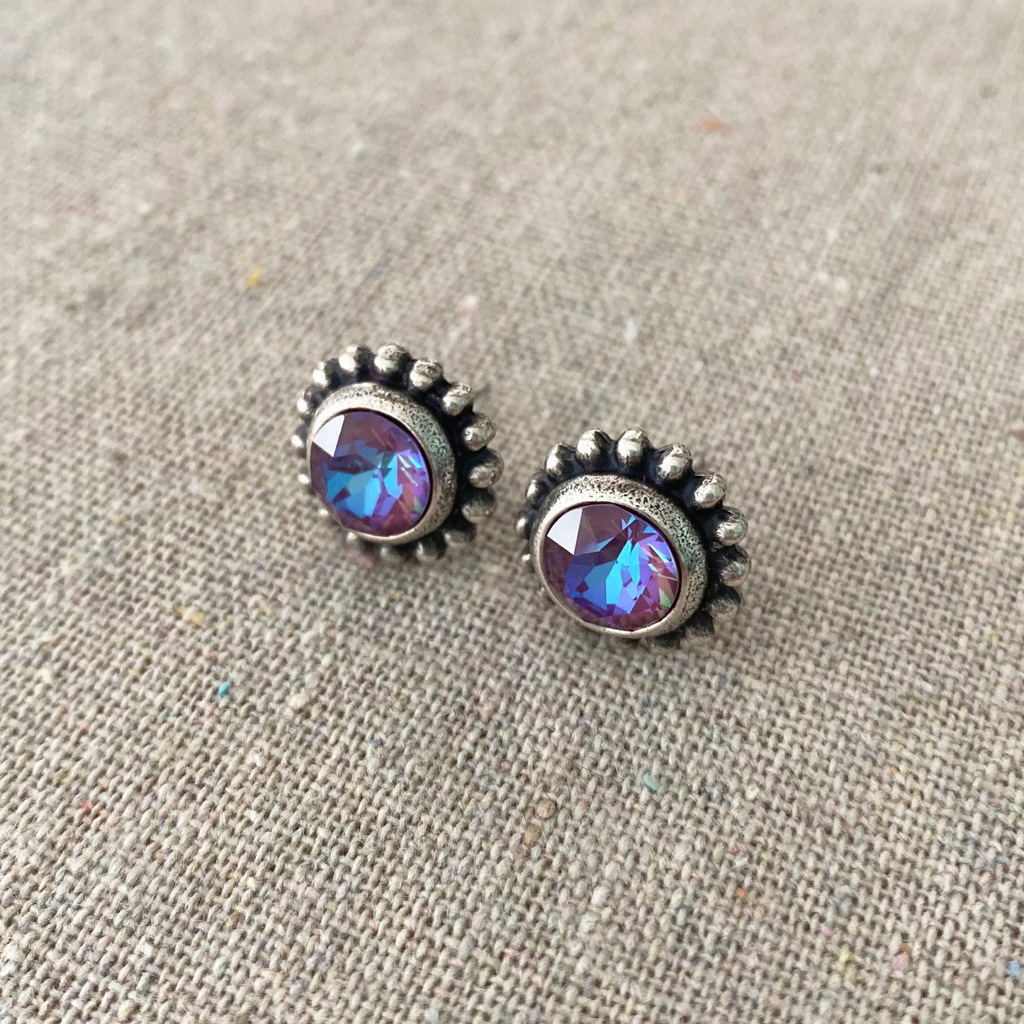 Diamante Beaded Post Earrings • 8mm
