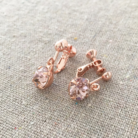 Diamante Dangling Clip-On Earrings