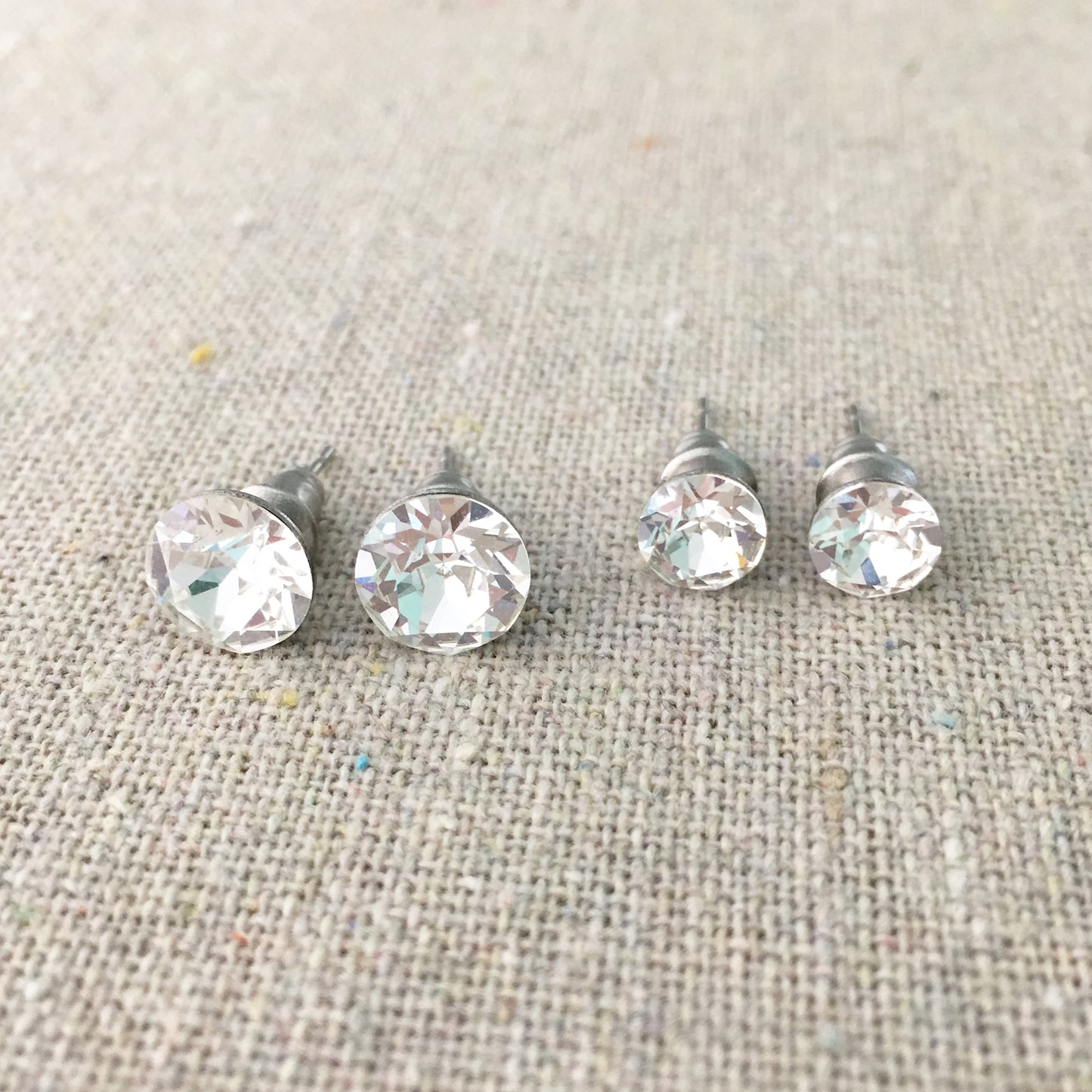 Diamante Invisible Earrings Set • 6+8mm