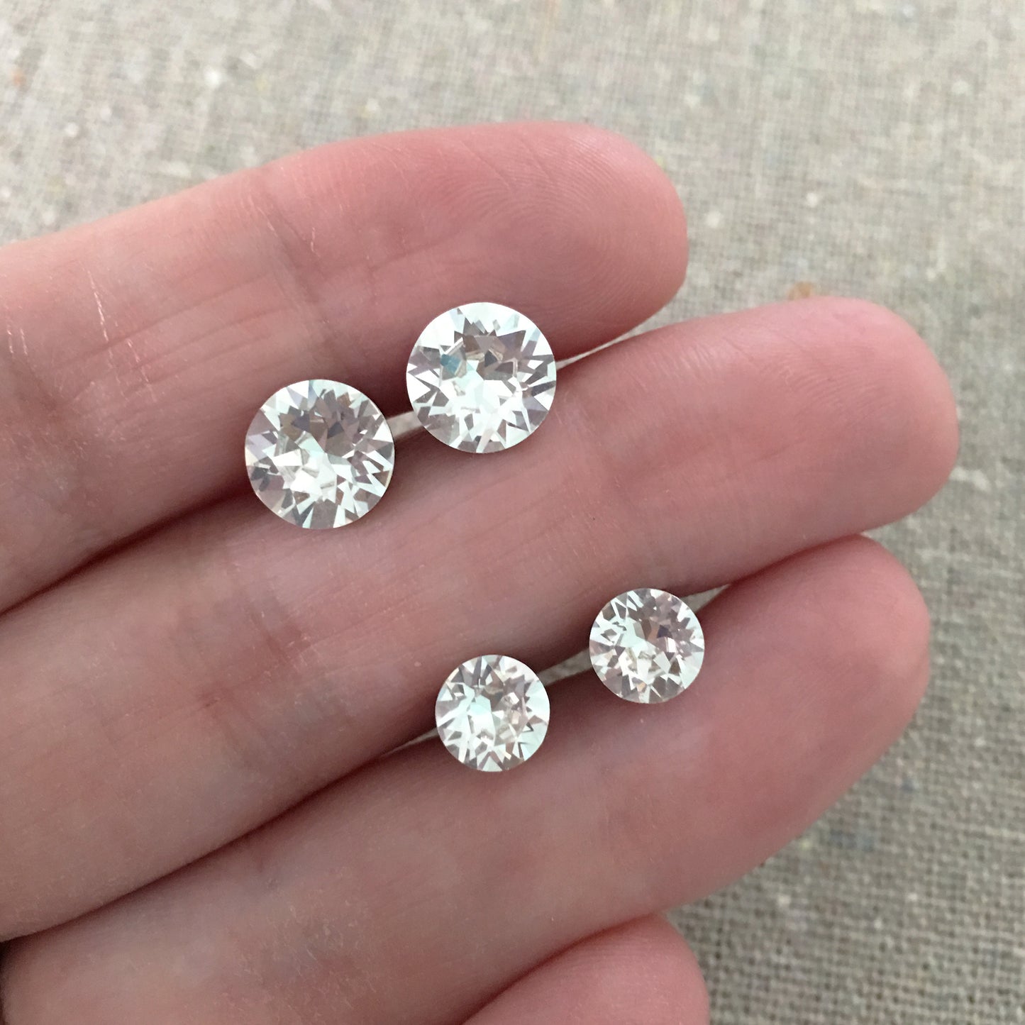 Diamante Invisible Earrings Set • 6+8mm