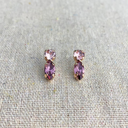 Doubled Up Diamante Marquise Bar Post Earrings