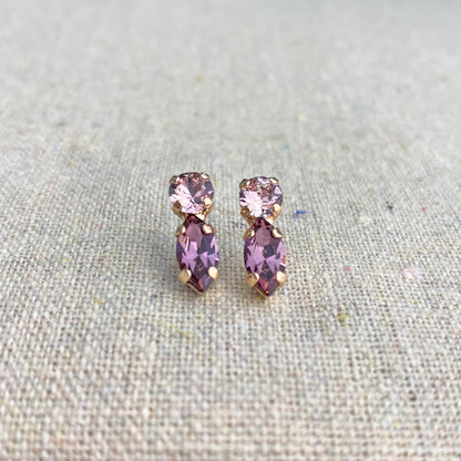 Doubled Up Diamante Marquise Bar Post Earrings