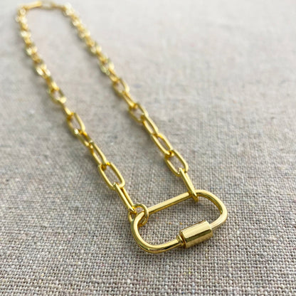 Chunky Paperclip Carabiner Clasp Necklace