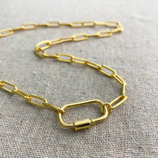 Chunky Paperclip Carabiner Clasp Necklace