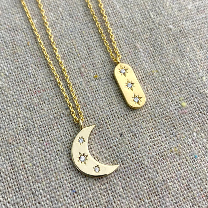 Trifecta Twinkle Necklace • Crescent Moon
