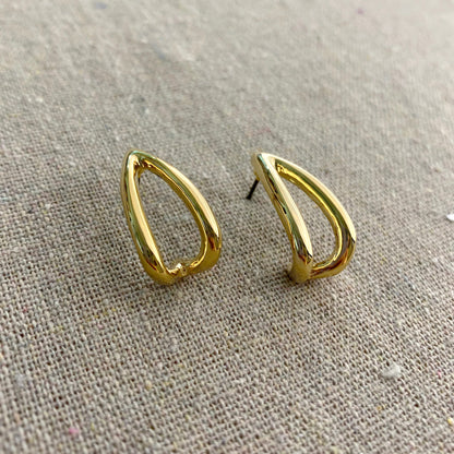 Modern Double Curved Hoop Posts • Gold