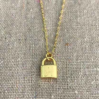 Mini Padlock Initial Necklace