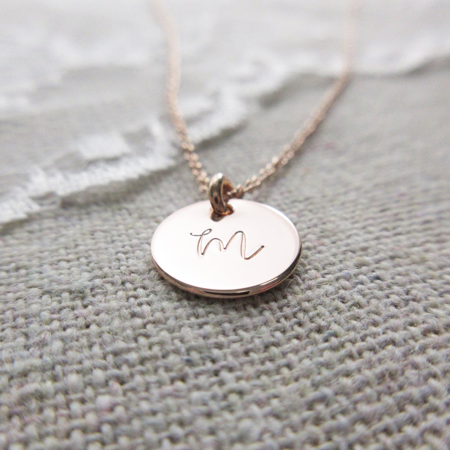 Monogram Initial Coin Necklace Rose Gold