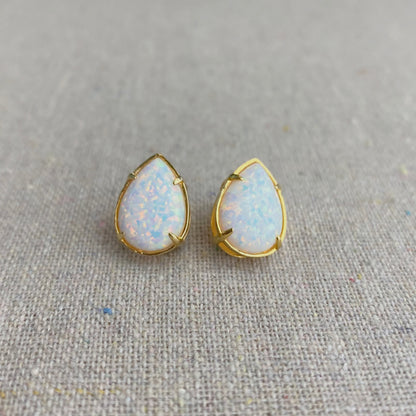 Snow Opal Post Earrings