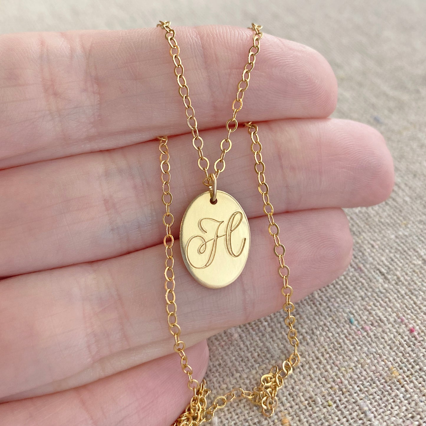 Oval Initial Pendant Necklace