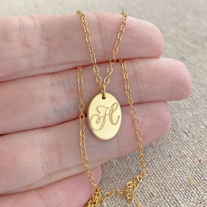 Oval Initial Pendant Necklace