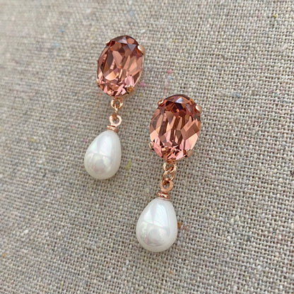 Oval Pearl Drop Post Earrings