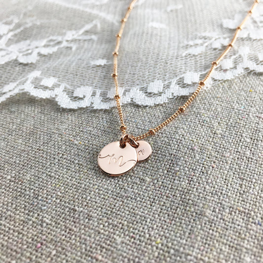 Monogram Mother Baby Rose Gold Personalized Necklace