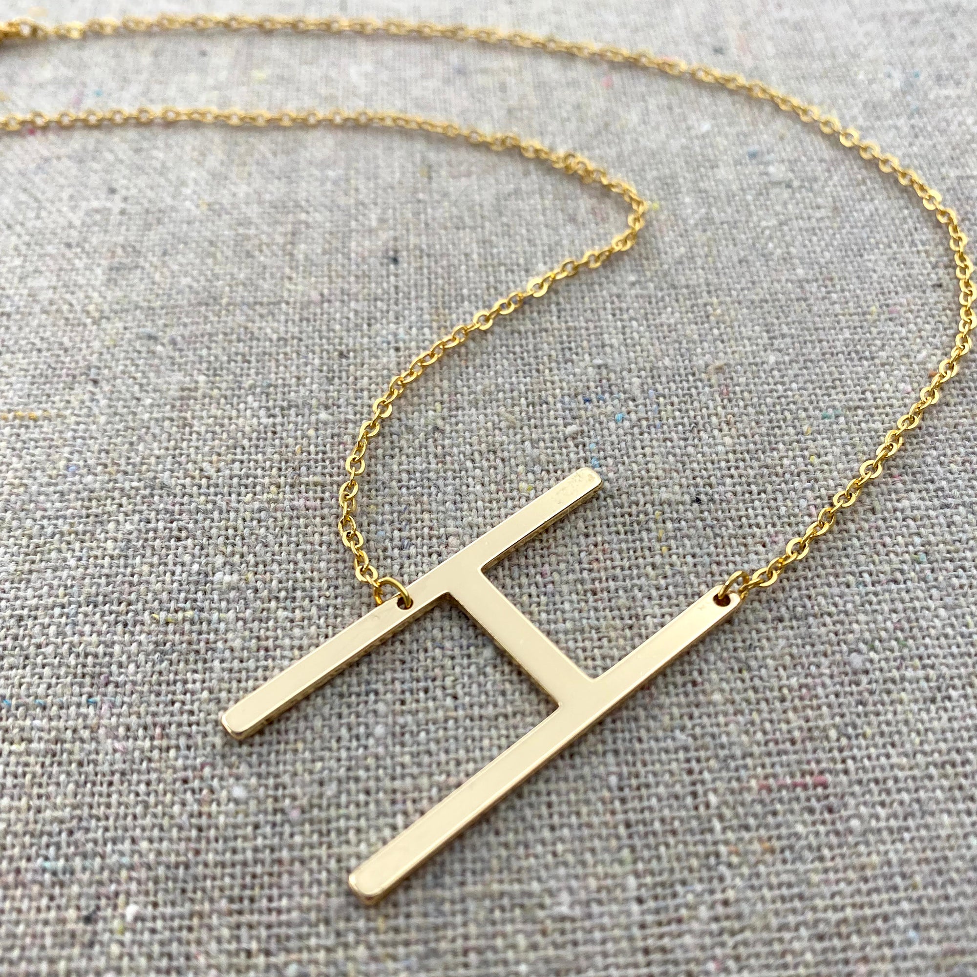 Initial Necklace | A Initial Necklace | Dainty A Initial Sideways Necklace  In Gold Overlay, 16 Inches | SuperJeweler