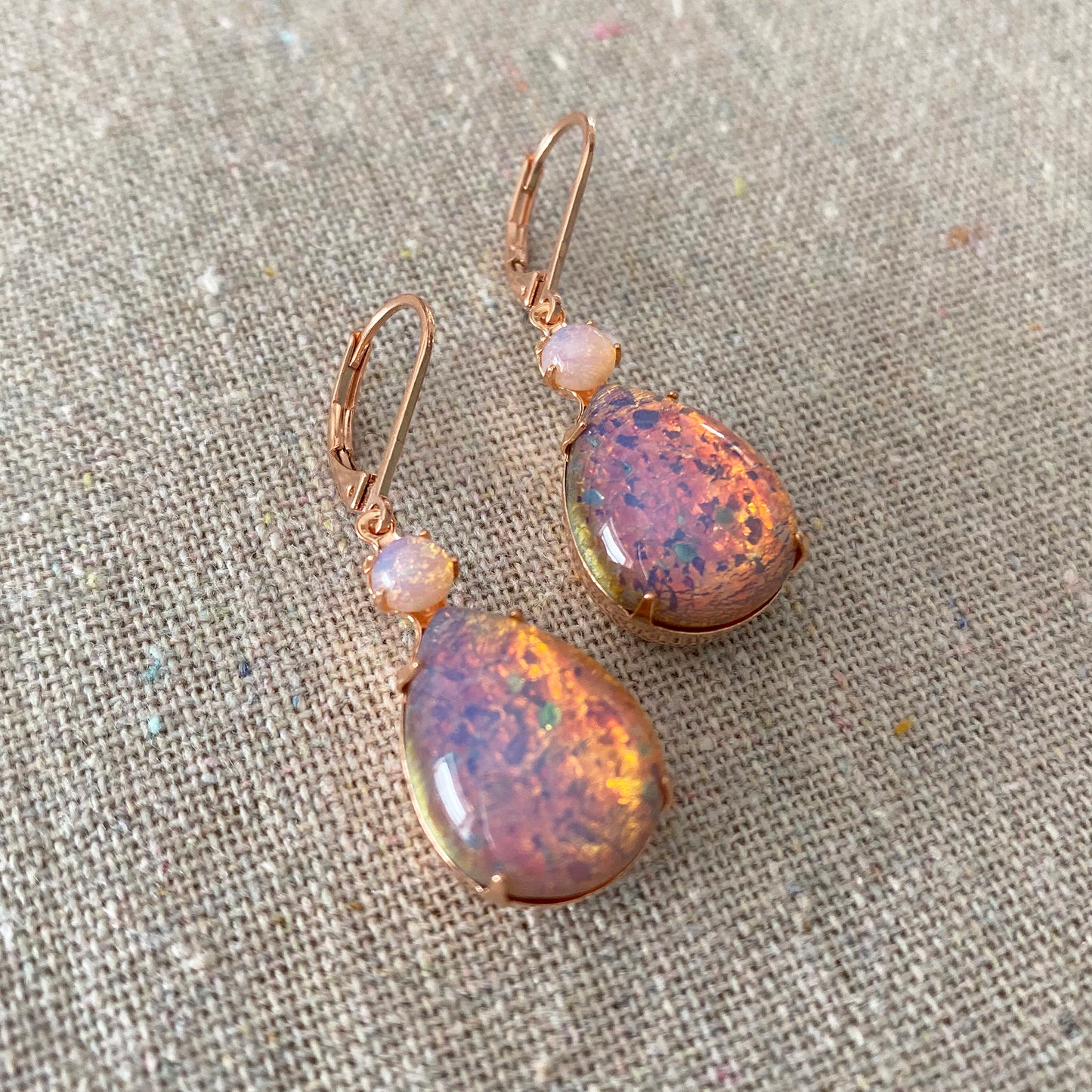 Pink Glass Opal Earrings