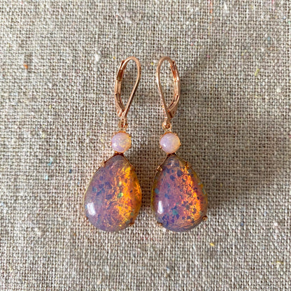 Pink Glass Opal Earrings