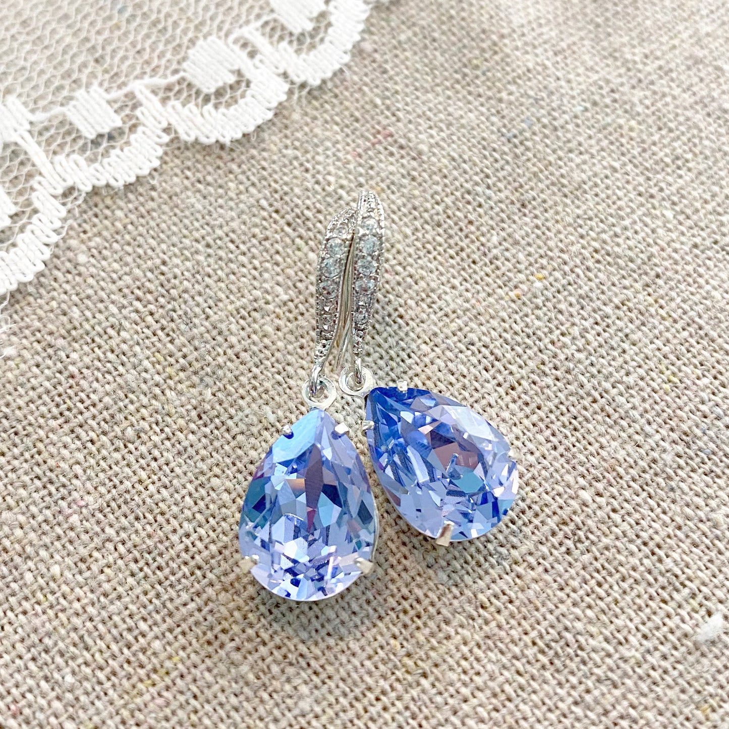 Medium Pear Pavé Earrings • Lavender