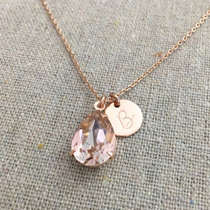 Pear Initial Necklace