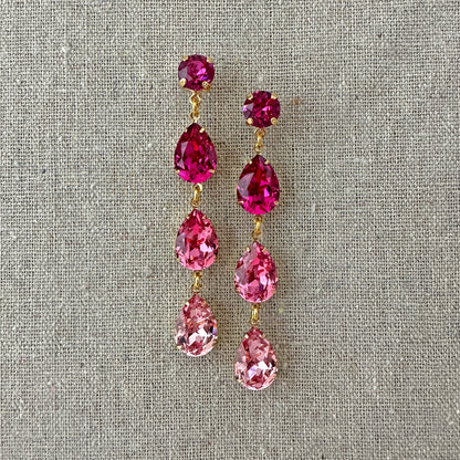 Triple Taper Long Post Earrings • Pink Ombre