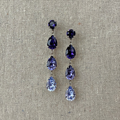 Triple Taper Long Post Earrings • Purple Ombre