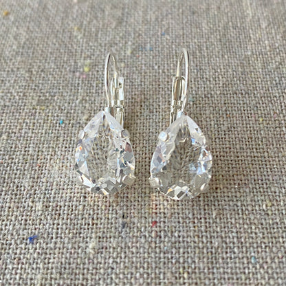 Medium Taper Leverback Earrings • Crystal Clear