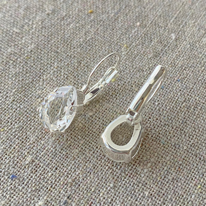 Medium Taper Leverback Earrings • Crystal Clear