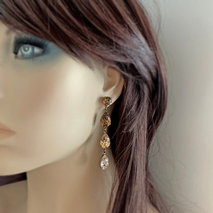 Triple Taper Long Post Earrings • Brown Ombre