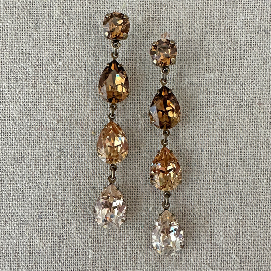 Triple Pear Long Post Earrings • Brown Ombre