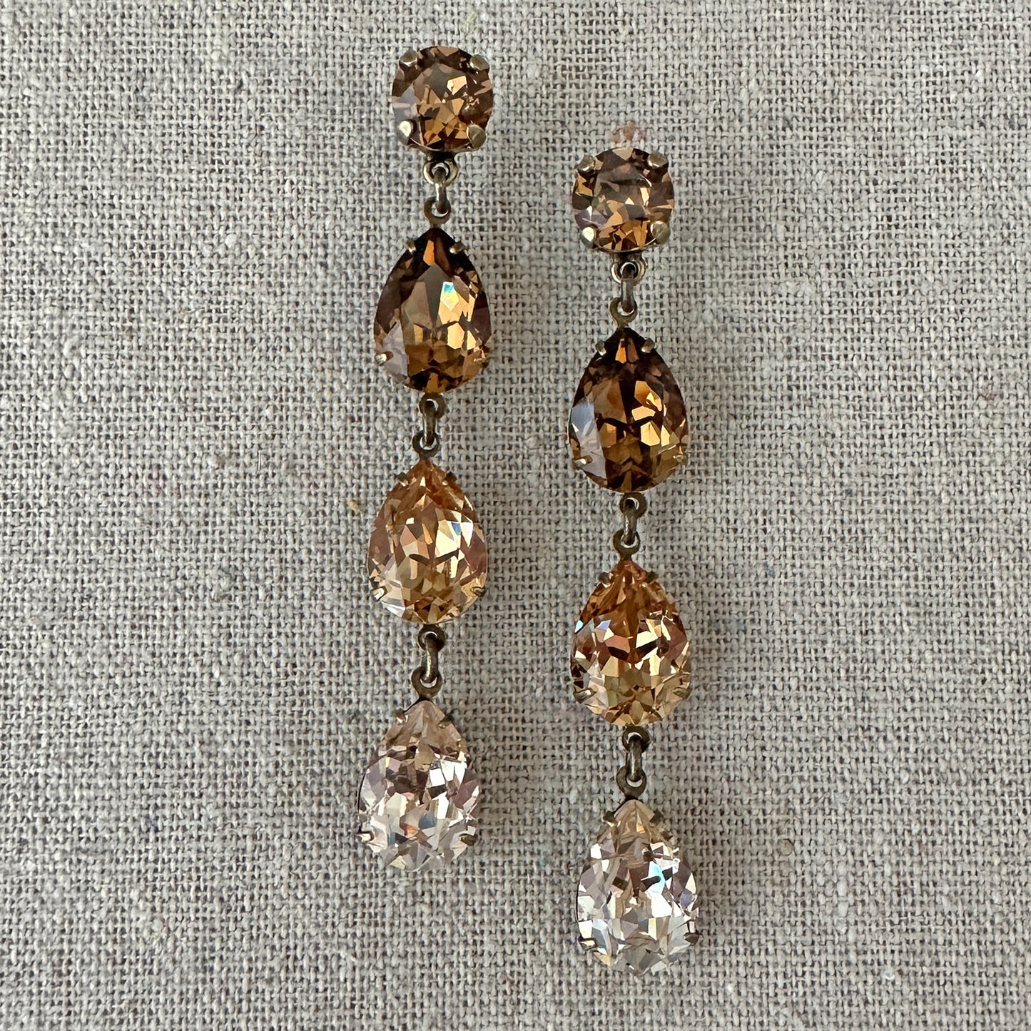 Triple Taper Long Post Earrings • Brown Ombre