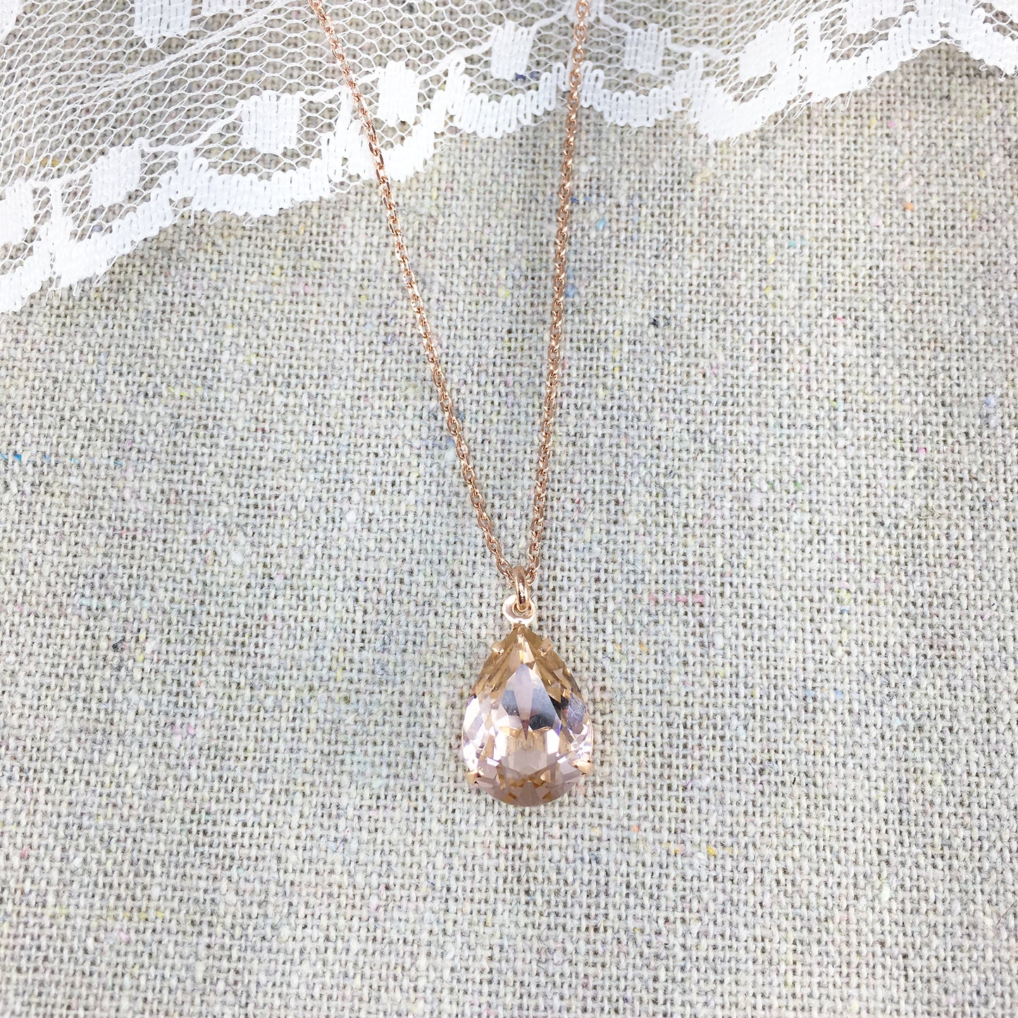 Blush Pink Rose Gold Swarovski Crystal Necklace