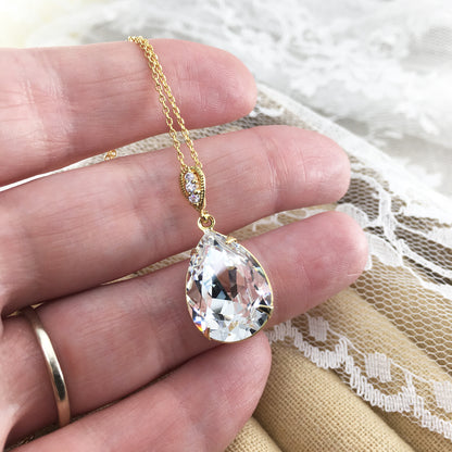 swarovski crystal pendant bridal necklace