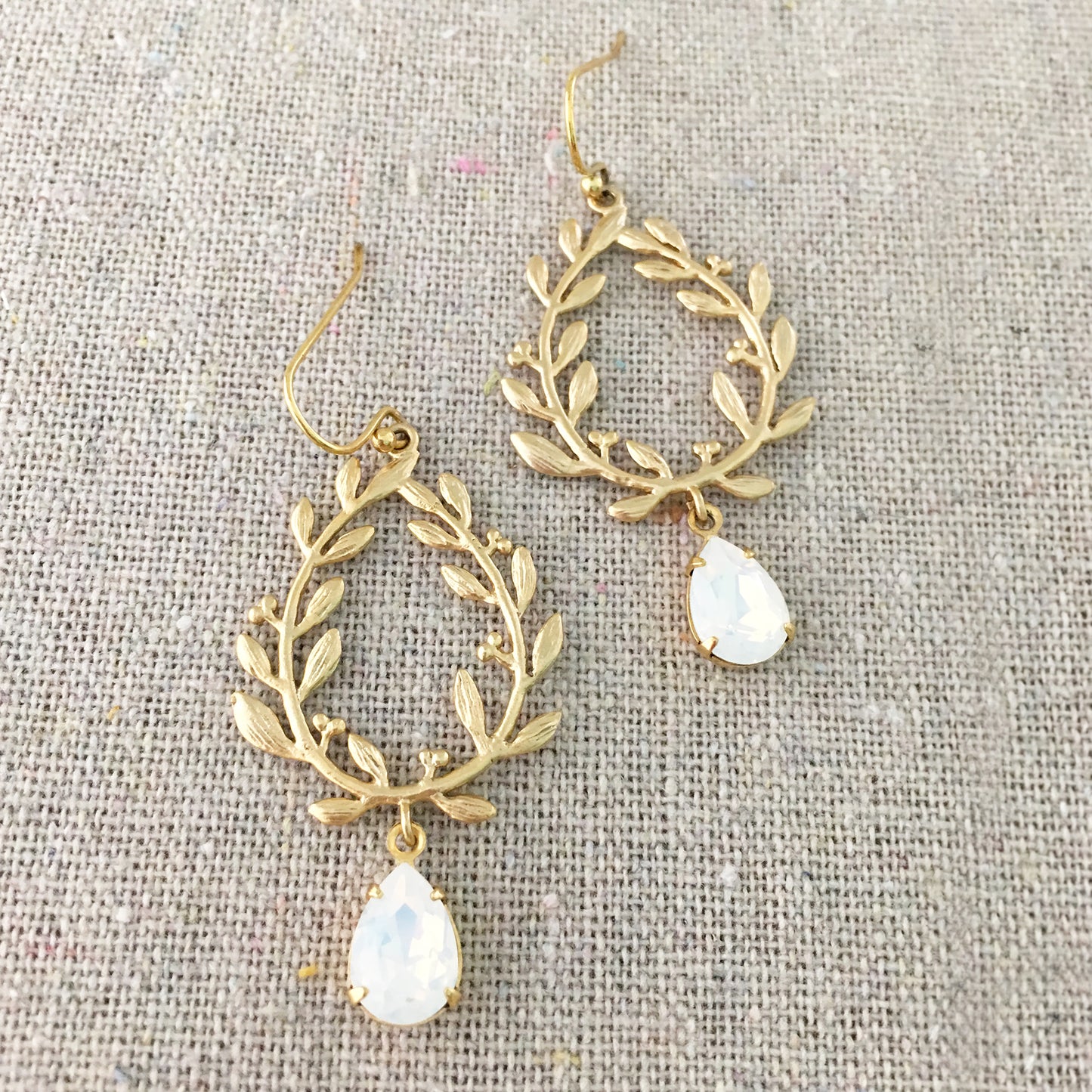 Tiny Pear Laurel Wreath Drop Earrings