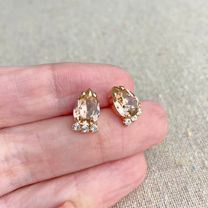 Tiny Taper Partial Halo Post Earrings
