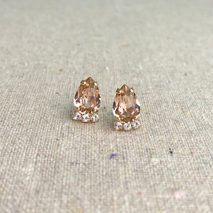 Tiny Pear Partial Halo Post Earrings