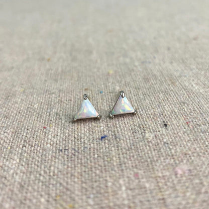 Triangulum Posts • White Opal • Rhodium