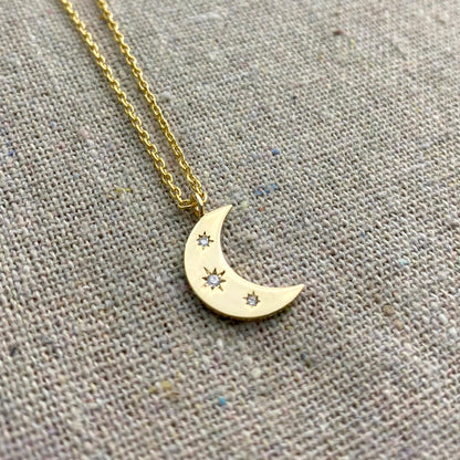 Trifecta Twinkle Necklace • Crescent Moon